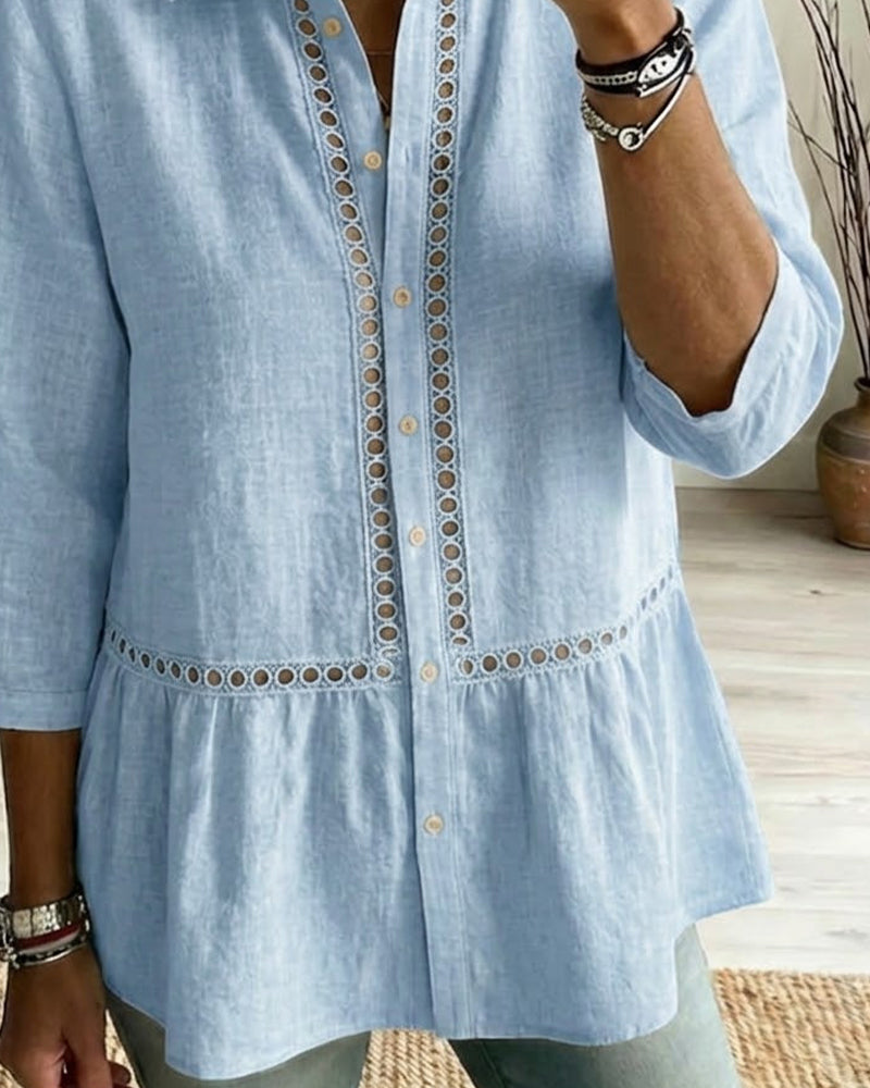 Koszula Ażurowa Rękaw 3/4