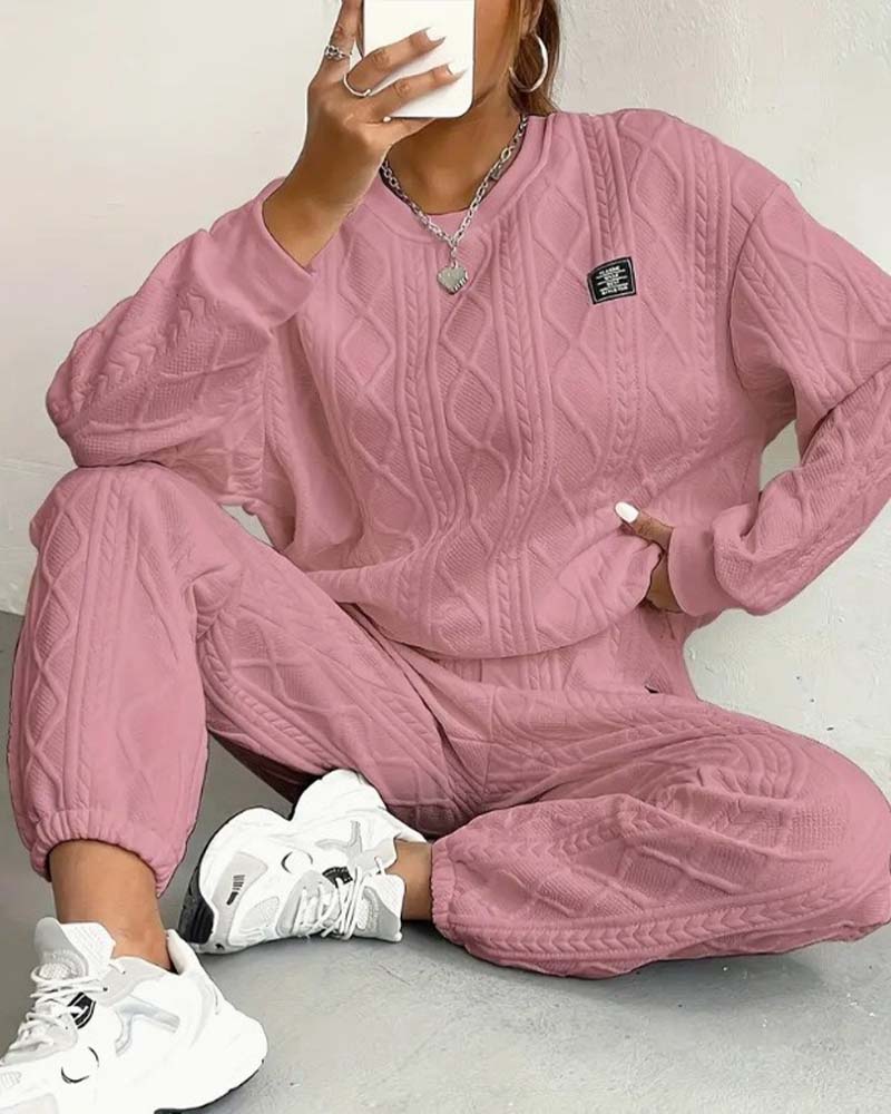 Dwuczęściowy Zestaw Nitkowany Jacquard Casual