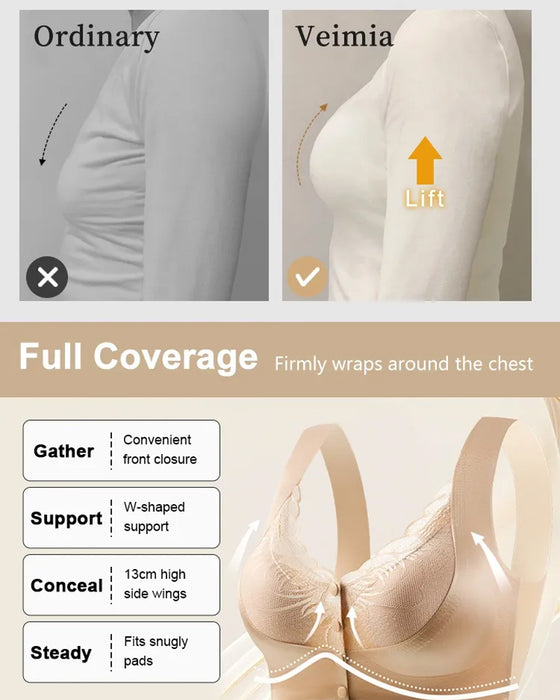 Biustonosz Z Przodu Zapięcie Satyna Koronka