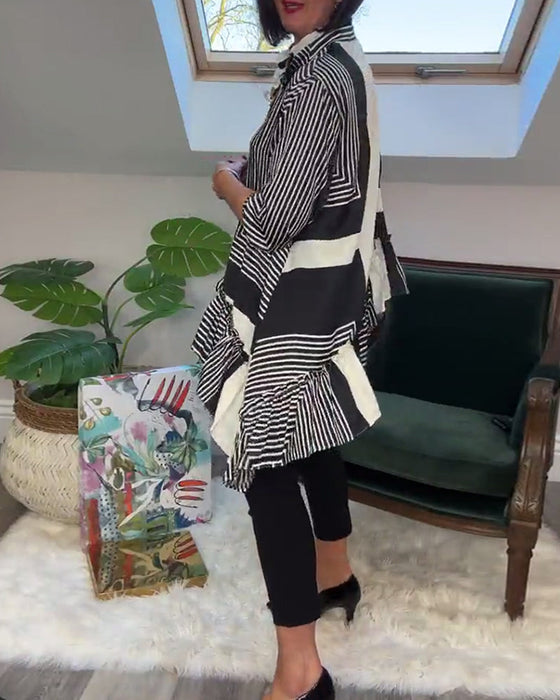 Modna koszula zapinana na guziki o nieregularnym kroju