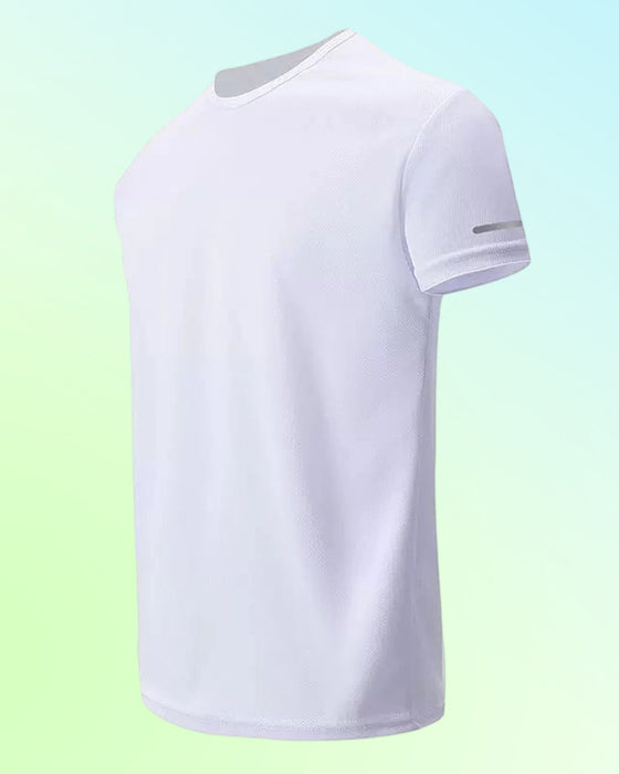 Męski T-Shirt Jednokolorowy Krótki Rękaw Sportowy