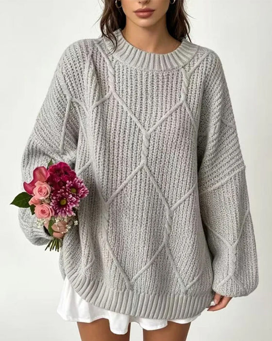 Sweter Jednokolorowy Długie Rękawy