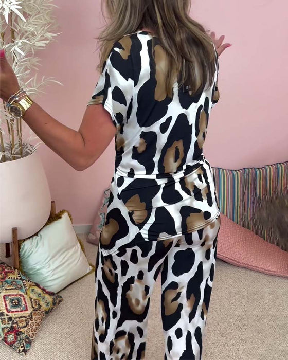 Dwuczęściowy zestaw w panterkę