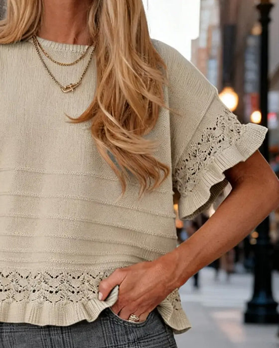 Sweter Ażurowy Luźny Krój Dzianinowy