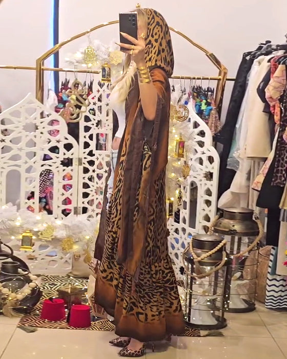 Płaszcz Rękaw Batwing W Leopardzi Wzór