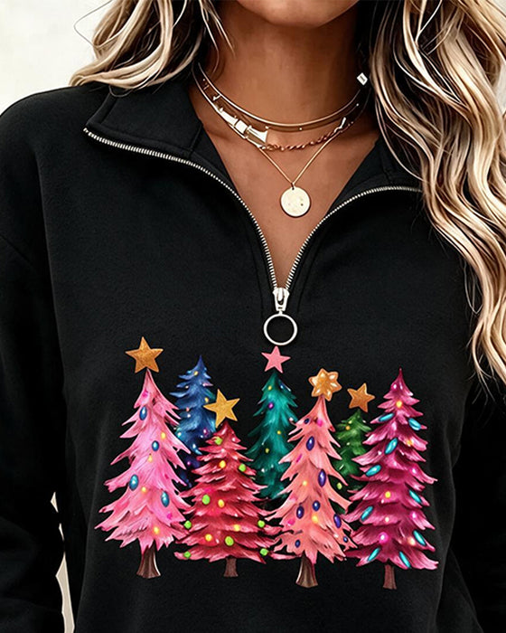 Bluza Half-Zip Choinka Nadruk