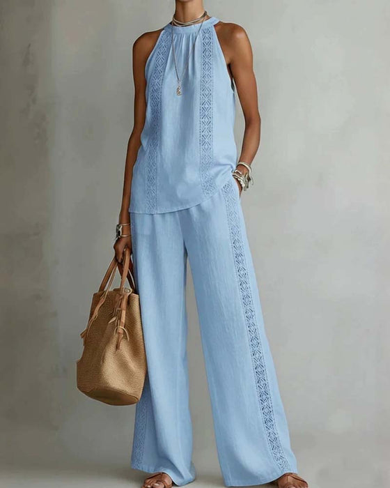 Dwuczęściowy Zestaw Hollow Out Halter