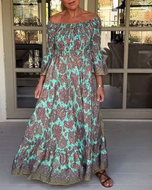 Sukienka na jedno ramię z nadrukiem retro