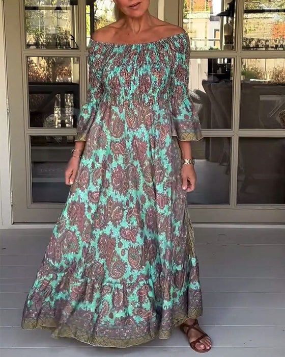 Sukienka na jedno ramię z nadrukiem retro