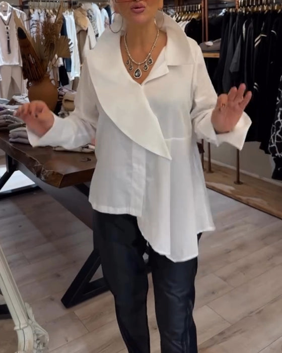 Koszula Nieregularny Kołnierzyk Jednolita