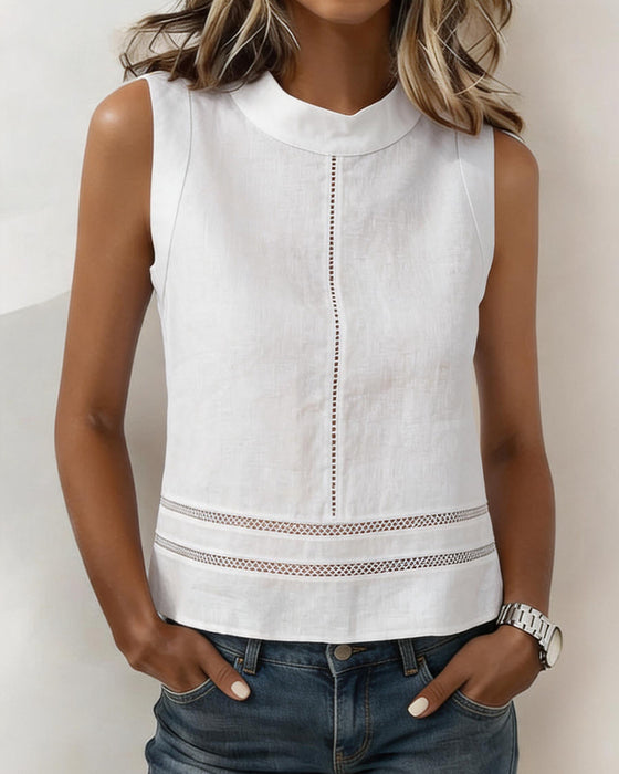 Tank Tops Bez Rękawów Wycięcie Gładki