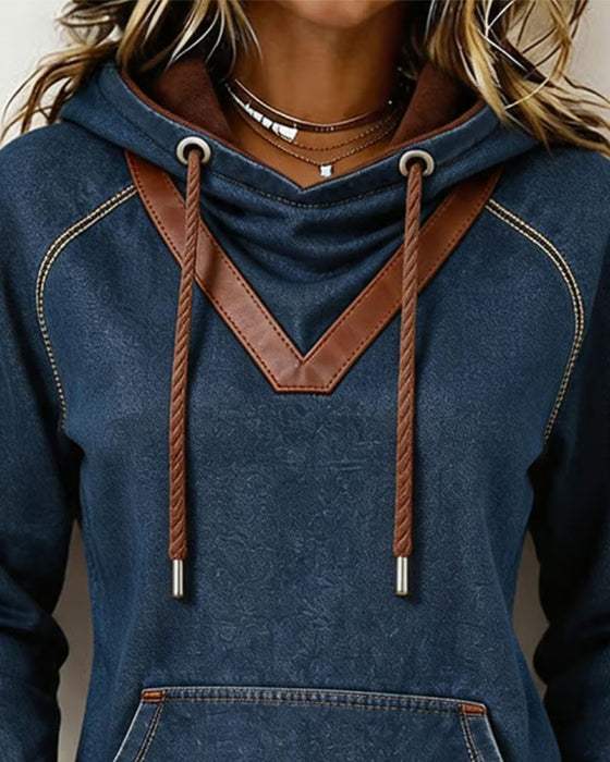 Hoodie Patchwork Długi Rękaw