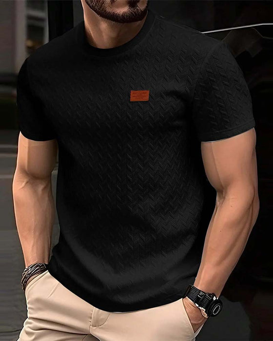 T-Shirt Męski Żakard Krótki Rękaw