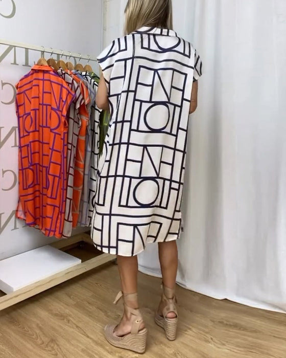 Damska sukienka na co dzień z nadrukiem