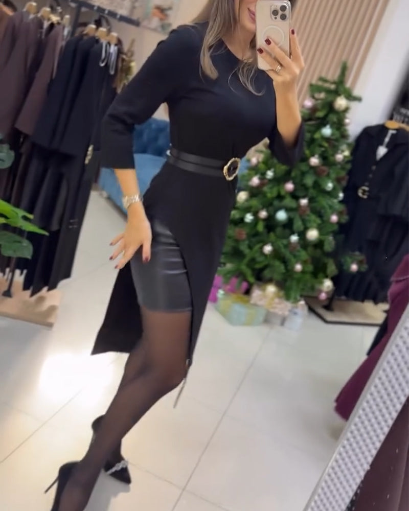 Spódnica Elegancka Dopasowana Bodycon Rozcięcie