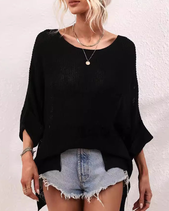Pullover Jednolity Z Kieszenią