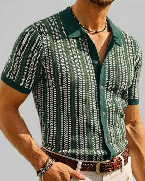 T-Shirt Klapa Męska Krótki Rękaw Guzik