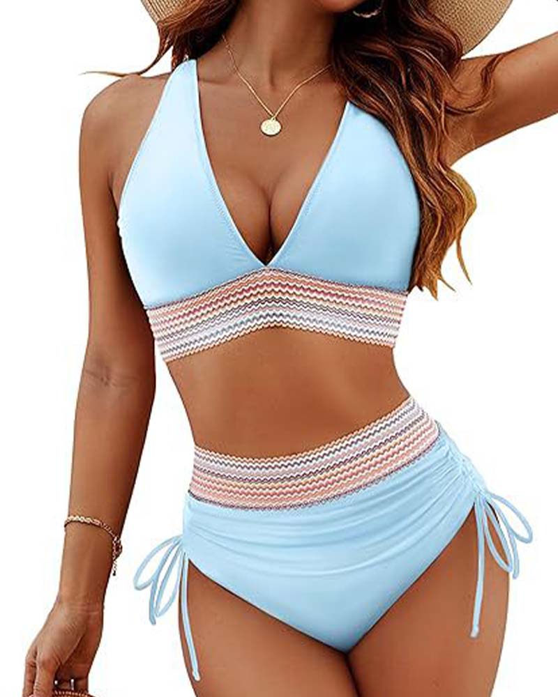 Bikini Wakacyjny Z Dekoltem V I Sznurówkami