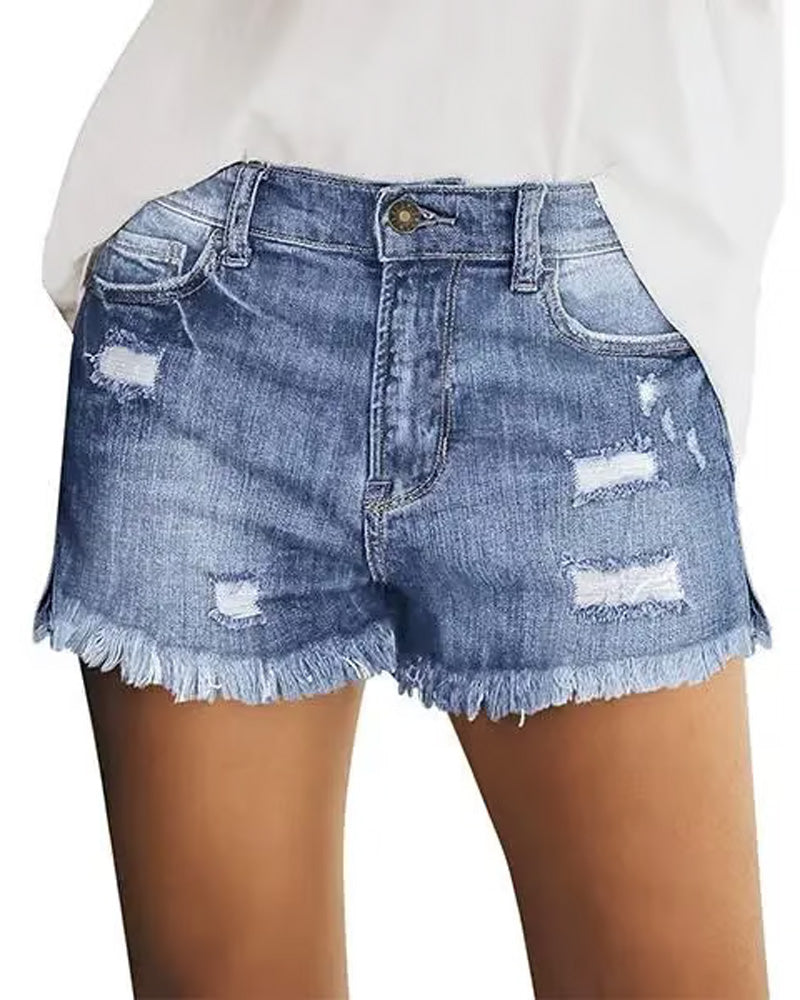 Szorty Surowe Wykończenie Denim