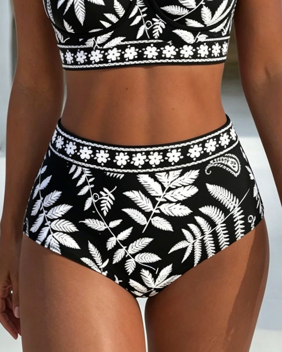 Bikini Botaniczny Nadruk Wysoki Stan