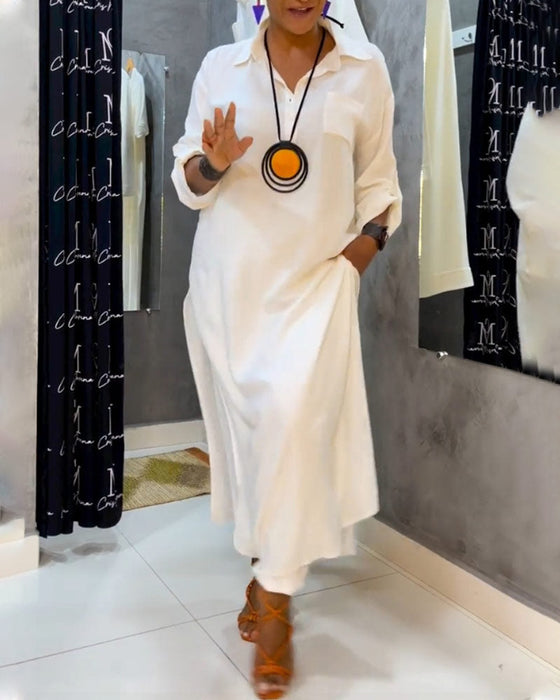 Sukienka z kieszeniami w jednolitym kolorze