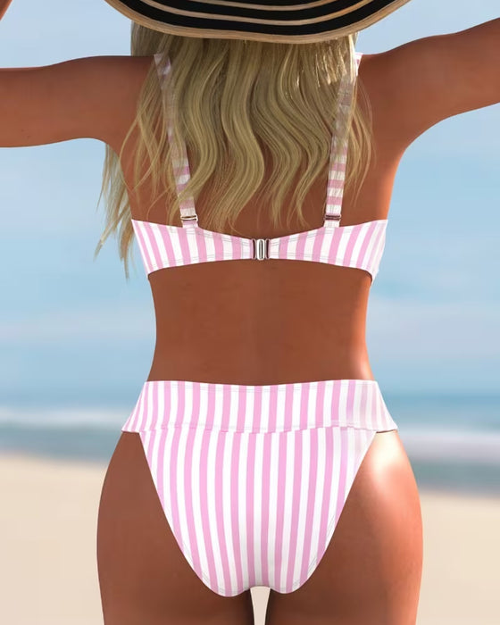 Bikinis W Paski Dwuczęściowy