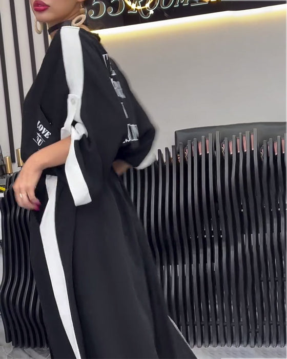 Garnitur V-Neck Nieregularne Luźne Spodnie