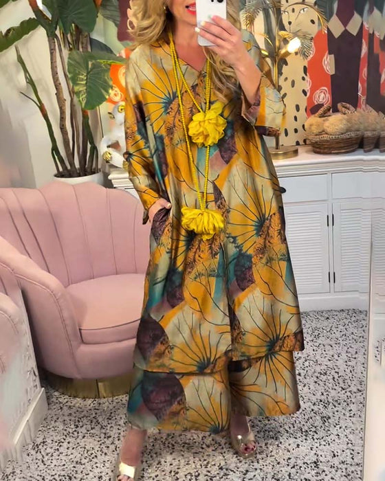 Zestaw w stylu retro z luźnym nadrukiem