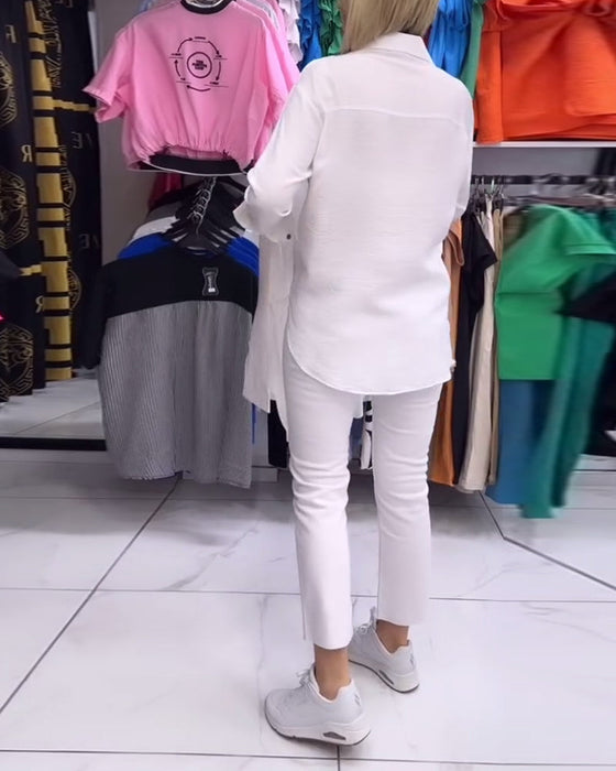 Prosta koszula zapinana na guziki z nadrukiem serca