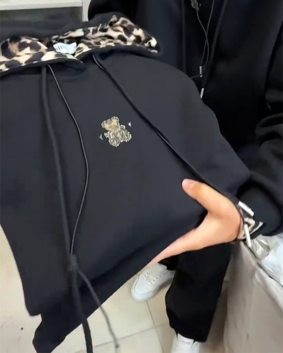 Zestaw Dwuczęściowy W Leopardzim Printcie Z Kapturem