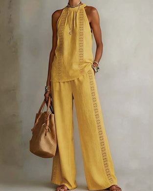 Dwuczęściowy Zestaw Hollow Out Halter
