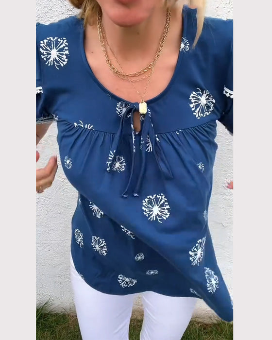 Bluzka Z Rękawami W Kształcie Płatków Kwiatów Nadruk Tie-Dye