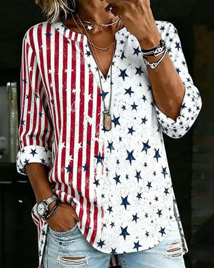 Bluzka Z Dekoltem V I Rękawami Do Łokcia