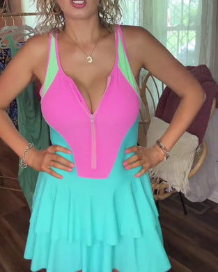 Sukienka Kąpielowa Sport Blok Koloru