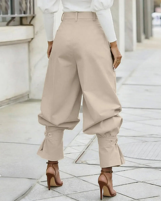 Spodnie Design Mankiet Plisowany Casual