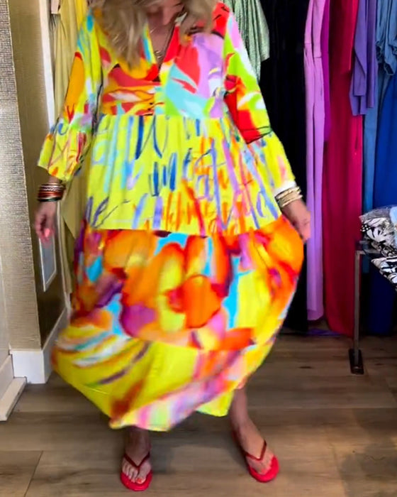 Rozkloszowana sukienka z nadrukiem