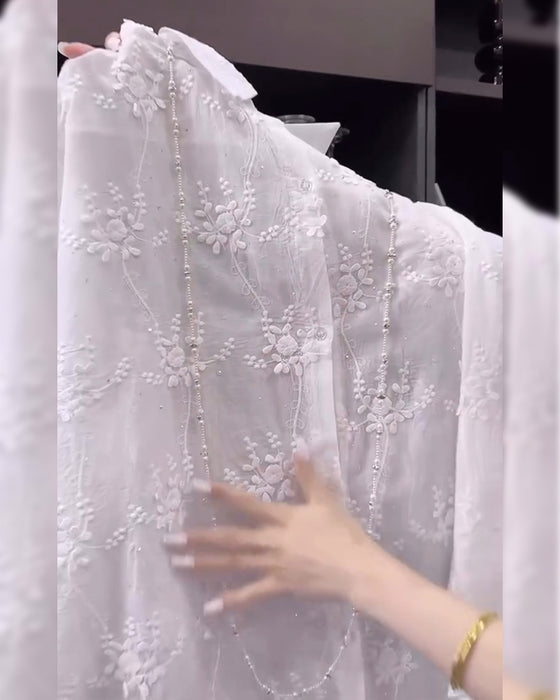 Koszula Jednokolorowa Haftowana Opadające Ramiona