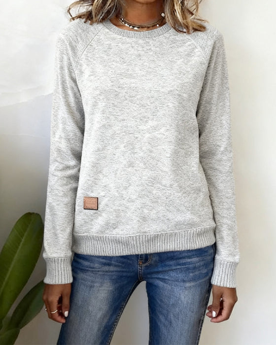 Modna Casualowa Bluza Z Okrągłym Dekoltem