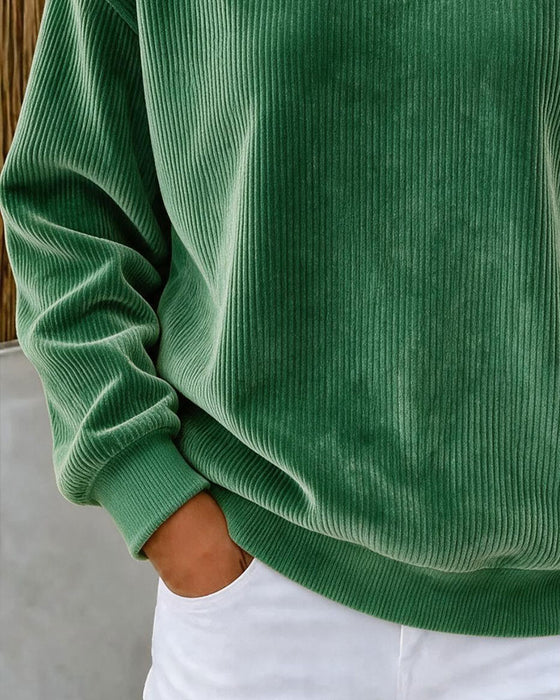Bluza Sztruks Okrągły Kołnierz