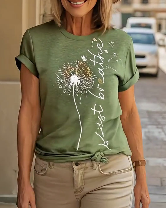 T - Shirt Z Drukiem Dmuchawca Kratki Rękaw