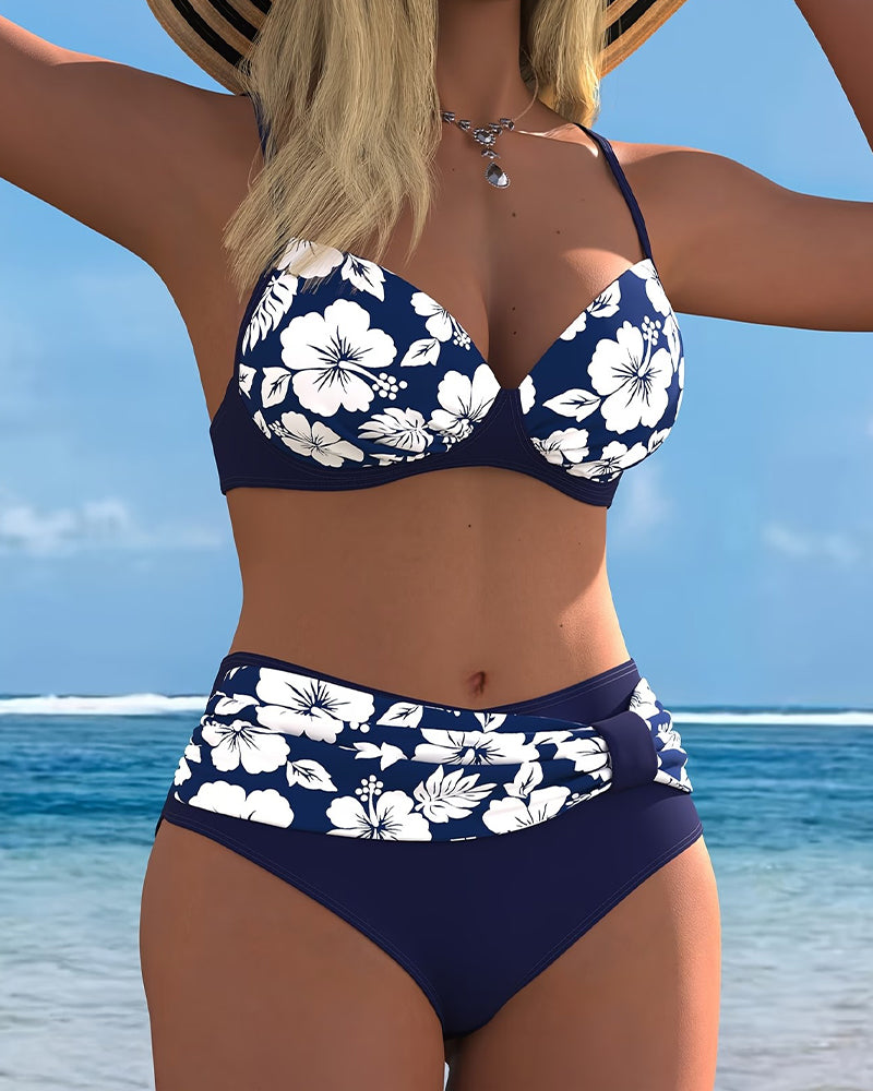 Bikinis Hibiscus Druk Dwuczęściowy