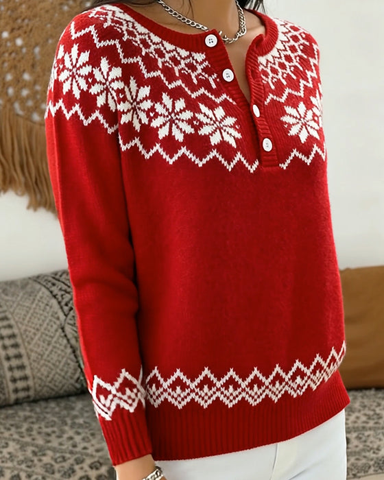 Sweter Śnieżynka Żakard Półotwarty