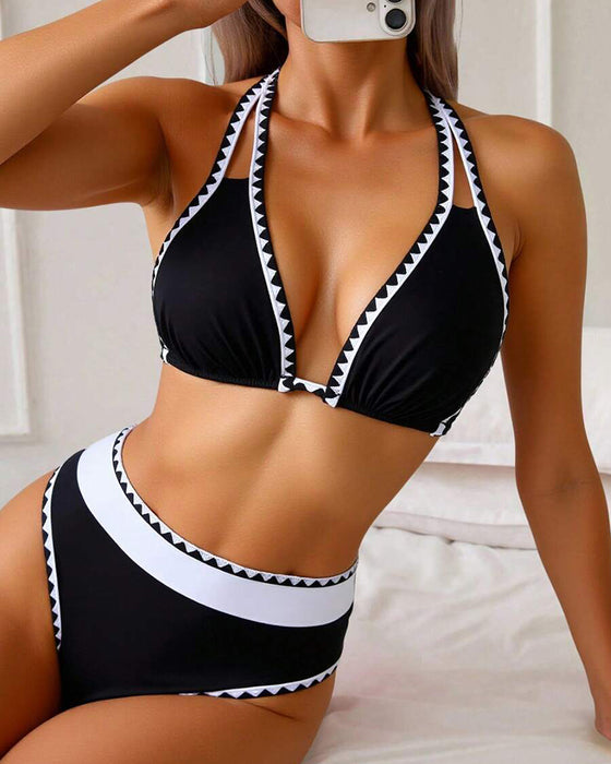 Bikini Seksowny Kontrastowy Kolor Rozdzielony Trójkąt