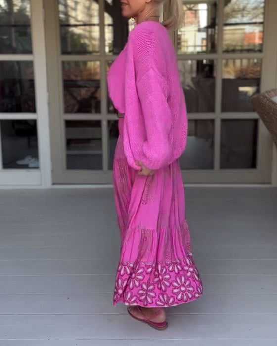 Kardigan z długim rękawem w jednolitym kolorze