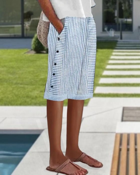 Szorty casualowe w paski z kieszeniami