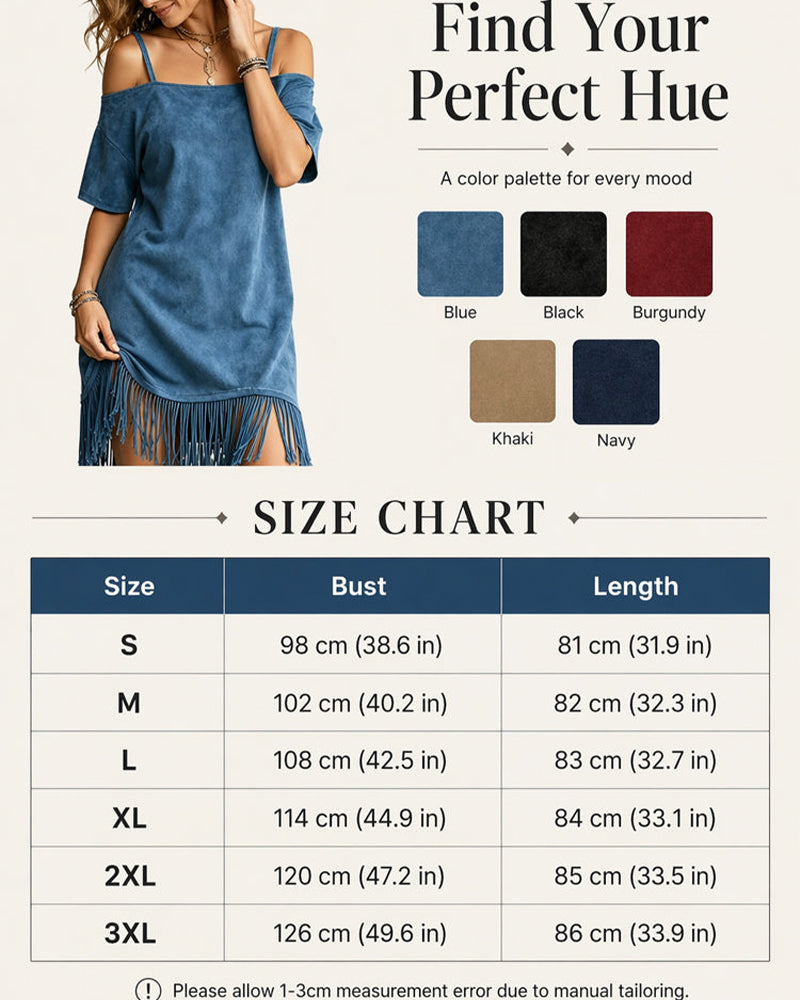 Sukienka Ramiączko Spaghetti Frędzle Gładki Off-Shoulder