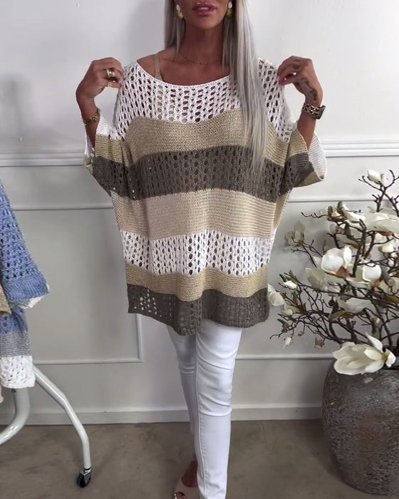 Sweter z długimi rękawami i blokami kolorów