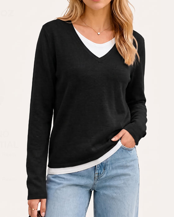 Sweter Swobodny Faux Dwuczęściowy