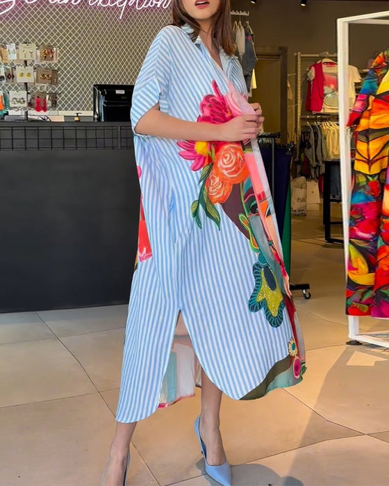 Bluzka z guzikamii rozcięciem w pionowe paski