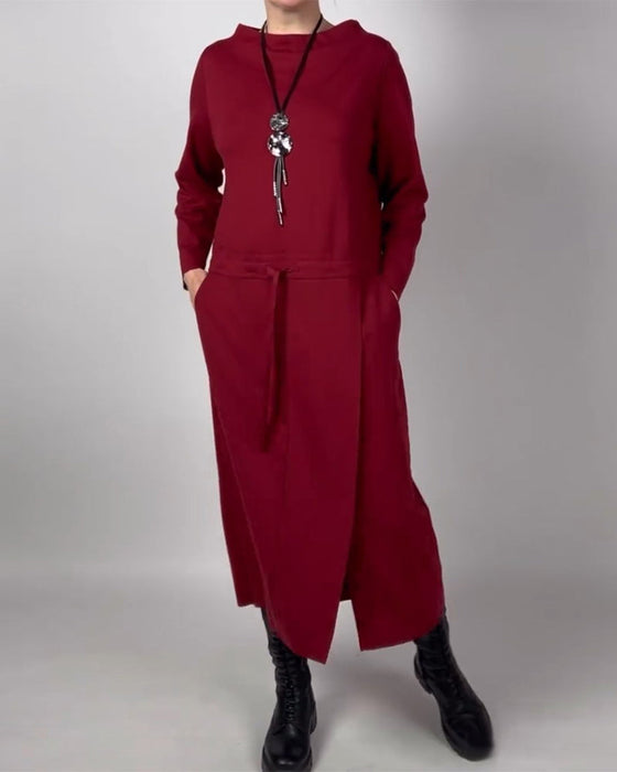 Sukienka w jednolitych kolorach z kieszeniami